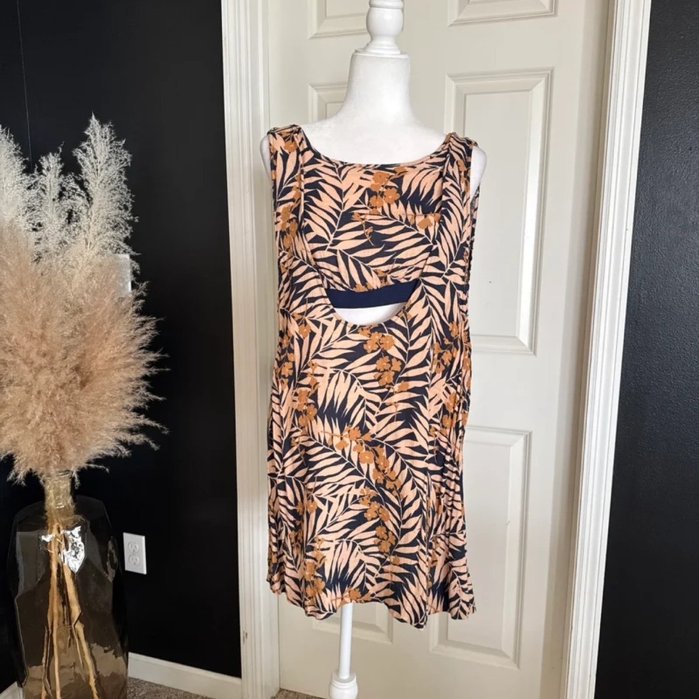 Free People Navy Combo Tropical Two-fer Mini Dress size Small - Picture 5 of 12
